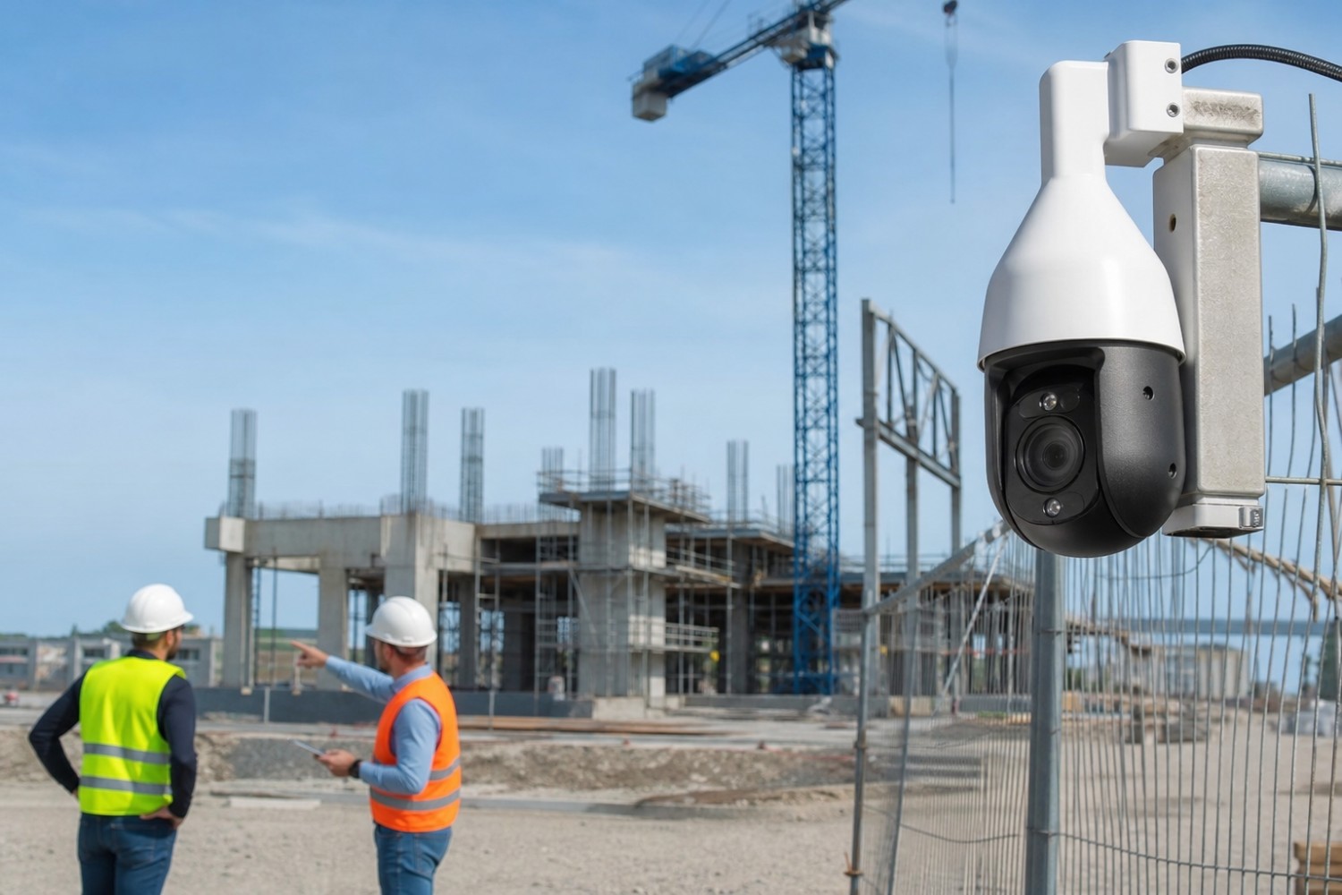 Telecamera di sorveglianza in un cantiere edile